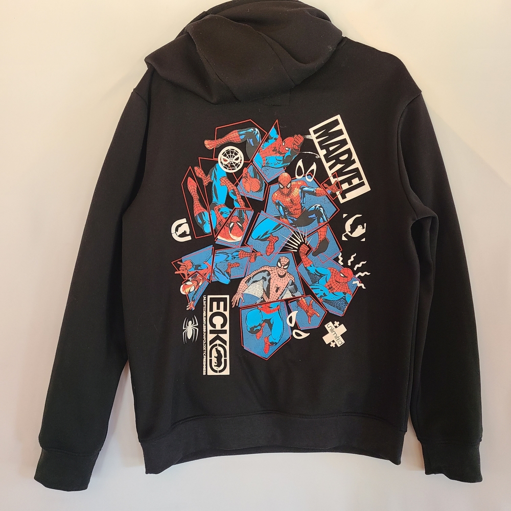 Marvel X Ecko Unltd Spiderman Black Hoodie Red Logo Graphic Streetwear M